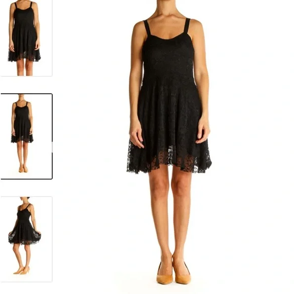 Free People Black Fit’n’Flare All Over Lace Mini Dress size M - Picture 8 of 11